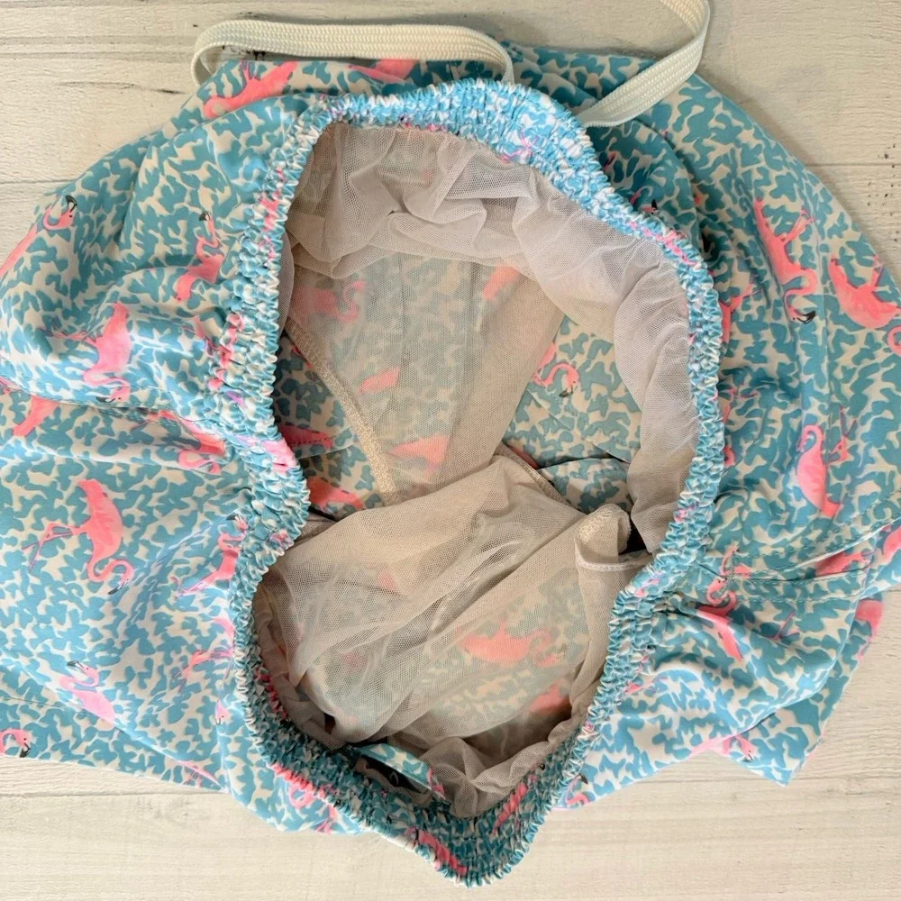 Chubbies men's blue pink flamingo swim trunks swim shorts men's  small‎